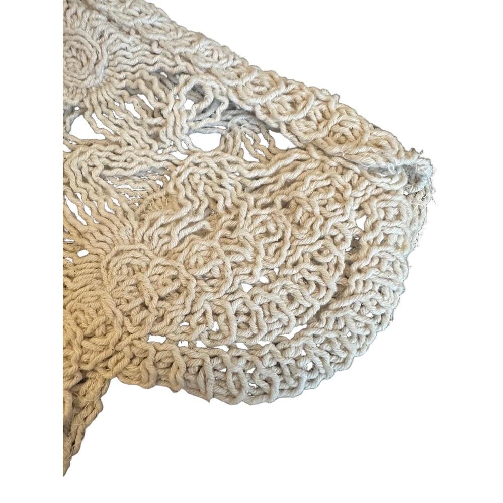 Zara Top Womens Size Medium Cream Crochet Sleeveless Scalloped Hem Ruffled - Picture 8 of 10